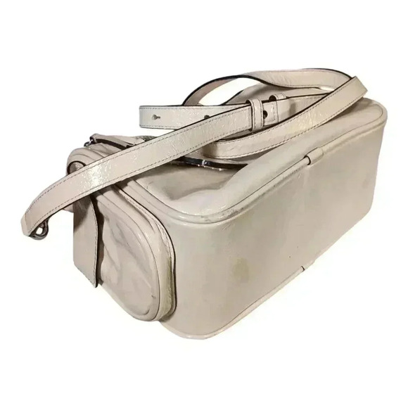 Marc Jacobs The Soft Box Satchel Top Handle Crossbody Ivory Leather Medium - Picture 7 of 12